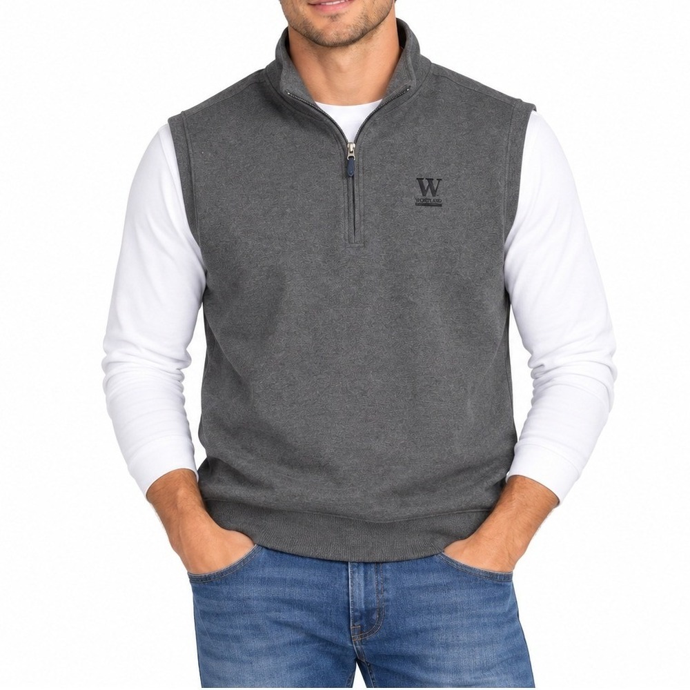 Peter Millar Vest Men XXL Grey Quarter Zip Wofford College Cotton Knit Golf